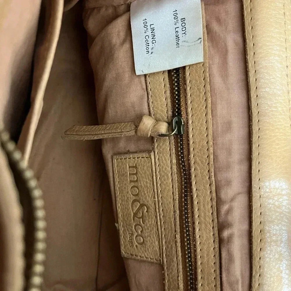 Anthropologie Mo and Co. light brown pebbled leather messenger/Crossbody bag - Picture 7 of 11